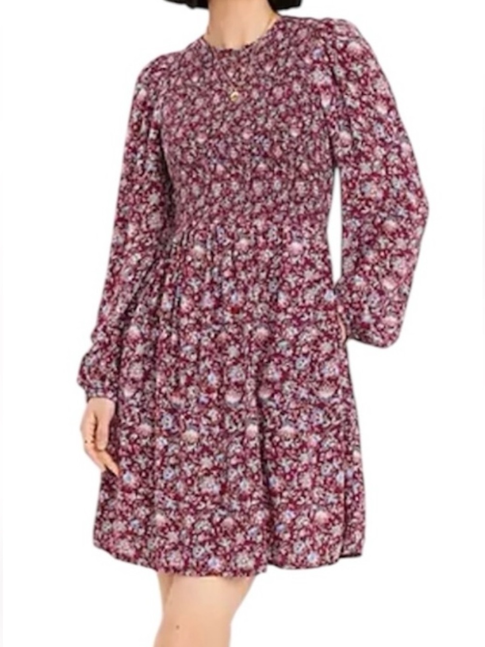 Old Navy Burgundy Long Sleeve Floral Dress, NWT Medium